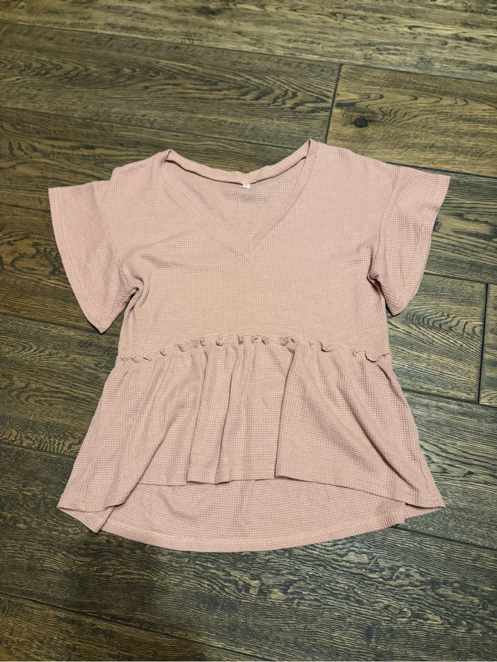 V-Neck Peplum Blouse in Dusty Pink